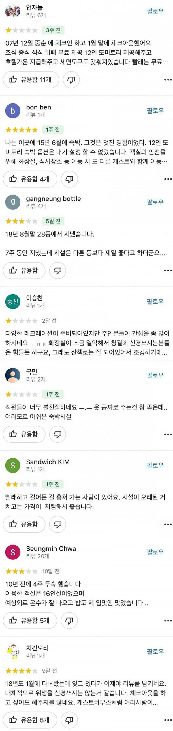 별점 3.3점받은 숙소