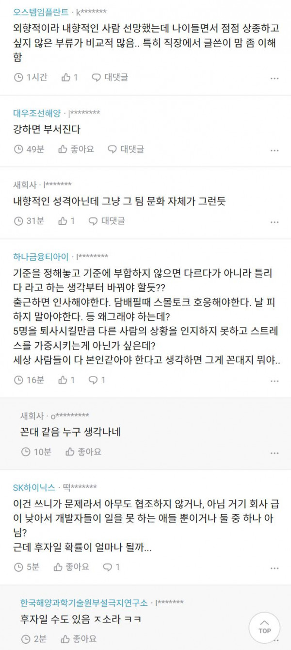 와 진짜 내향적인 동료들 토나온다